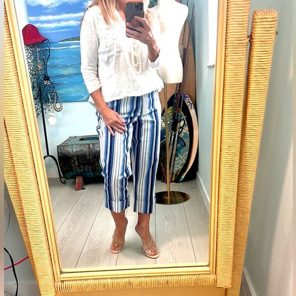 Mixit Stretch,Adorable & Slimming Vertical-Striped Cuffed & Cropped Pant,Size 10 - Picture 1 of 12